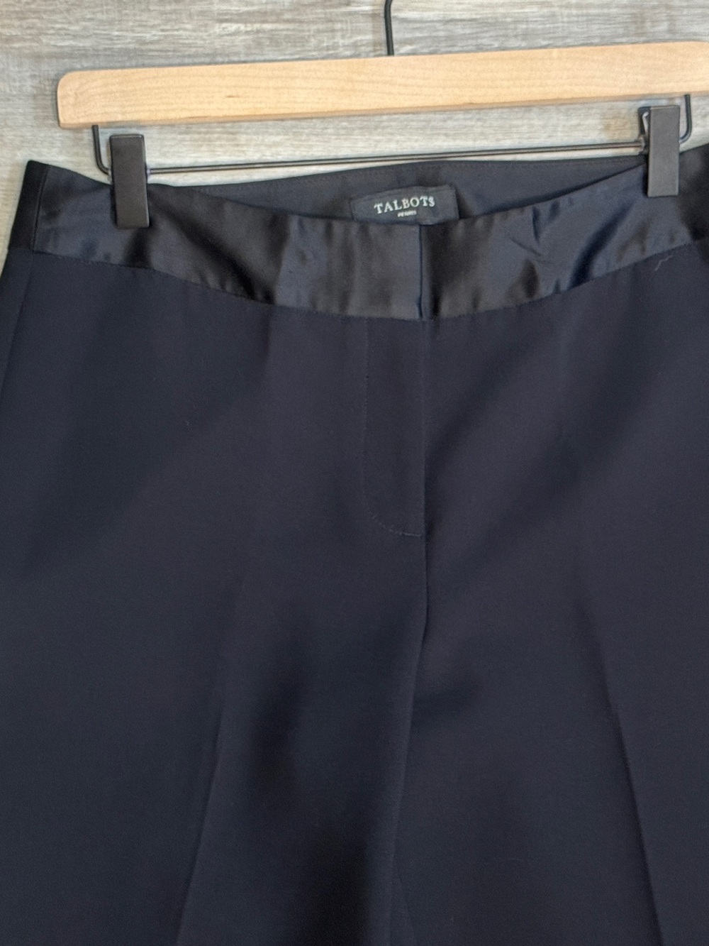 Talbots Black Wide-Leg Dress Trousers with Satin Waistband - Picture 2 of 10